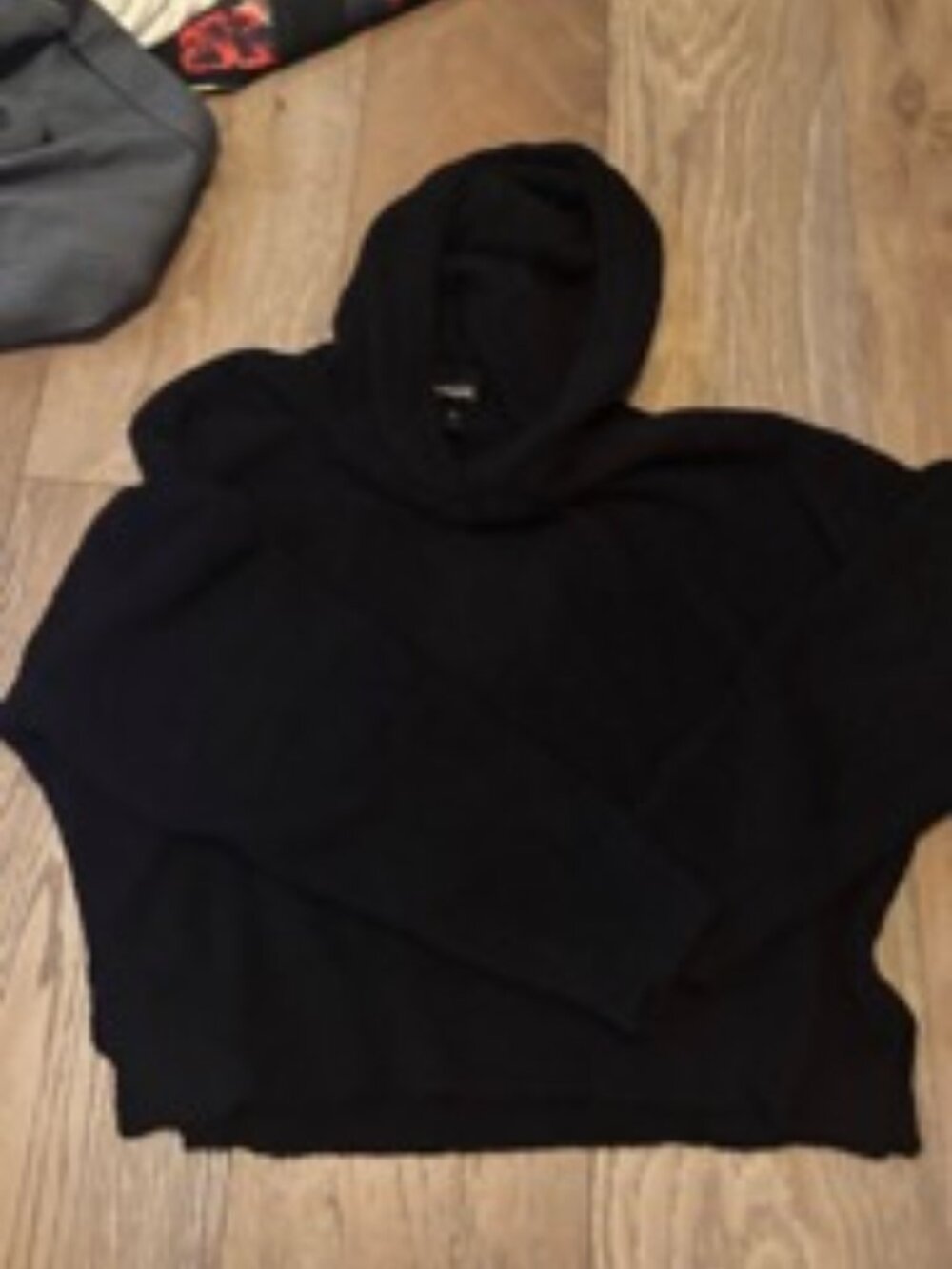 AQUA Black Teddy Fleece Hooded Sweater Pullover Size Small